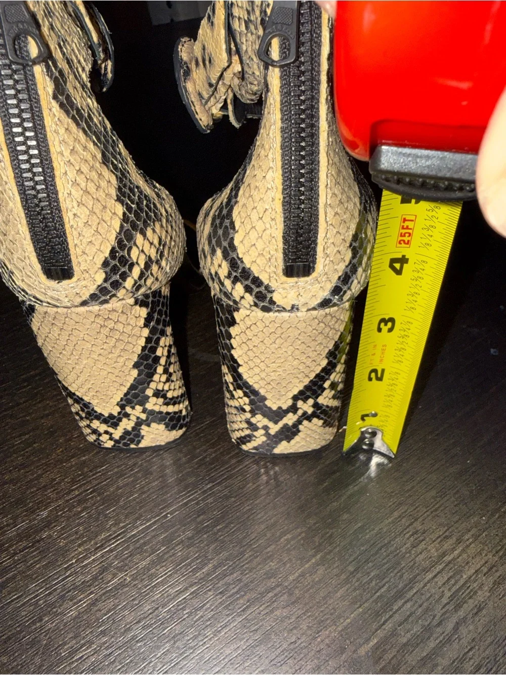 rag & bone Snake-Print Ankle Strap High Heels - Black & Beige
